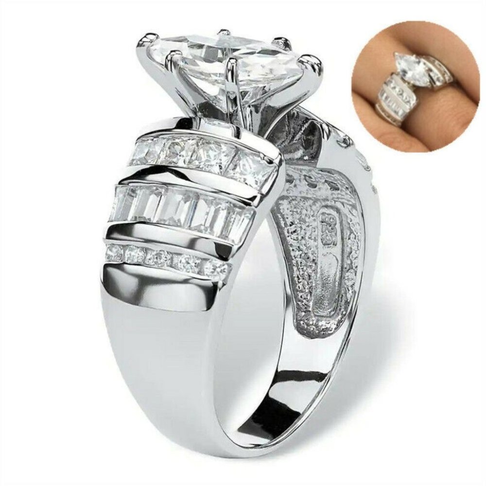 New Gorgeous 925 Silver Stamped 2 ct Diamond Ring